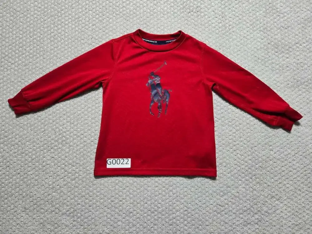 Polo Ralph Lauren Performance Toddler Boys Pony Long Sleeve T-Shirt Red Size 3T